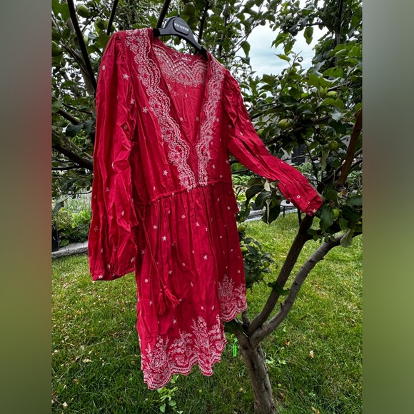 ULLA JOHNSON Clarice Embroidered Eyelet Lace Babydoll Dress, Scarlett - Sz 8 - Picture 5 of 16